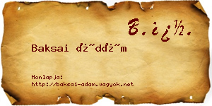 Baksai Ádám névjegykártya